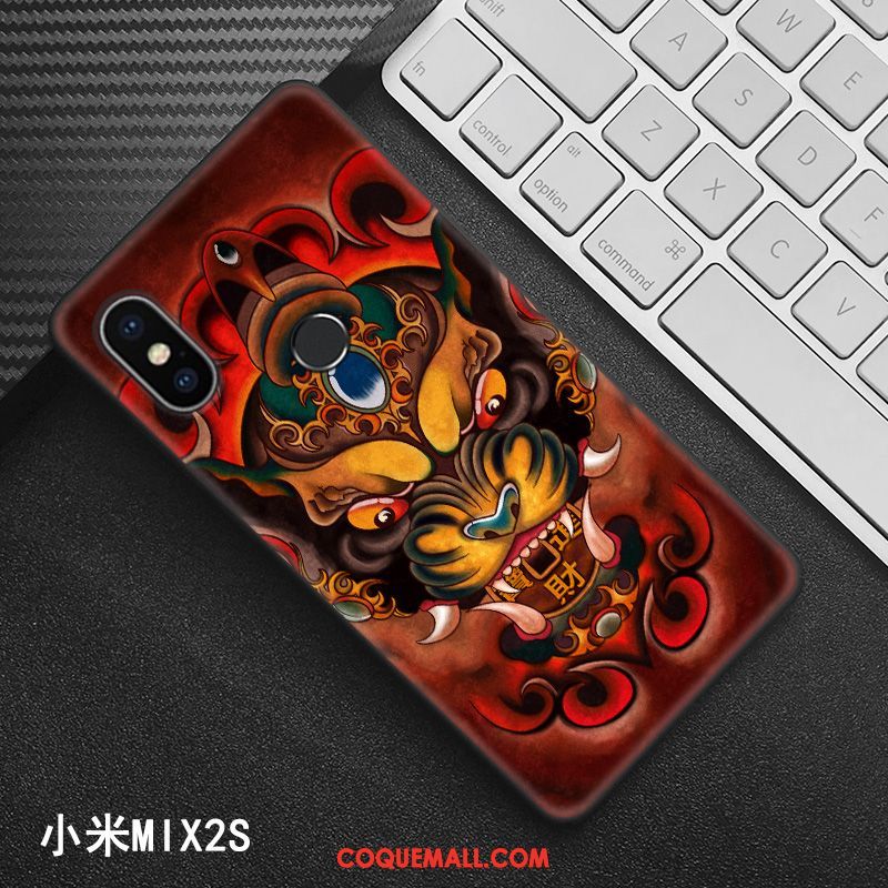 Étui Xiaomi Mi Mix 2s Noir Créatif Style Chinois, Coque Xiaomi Mi Mix 2s Protection Modèle Beige