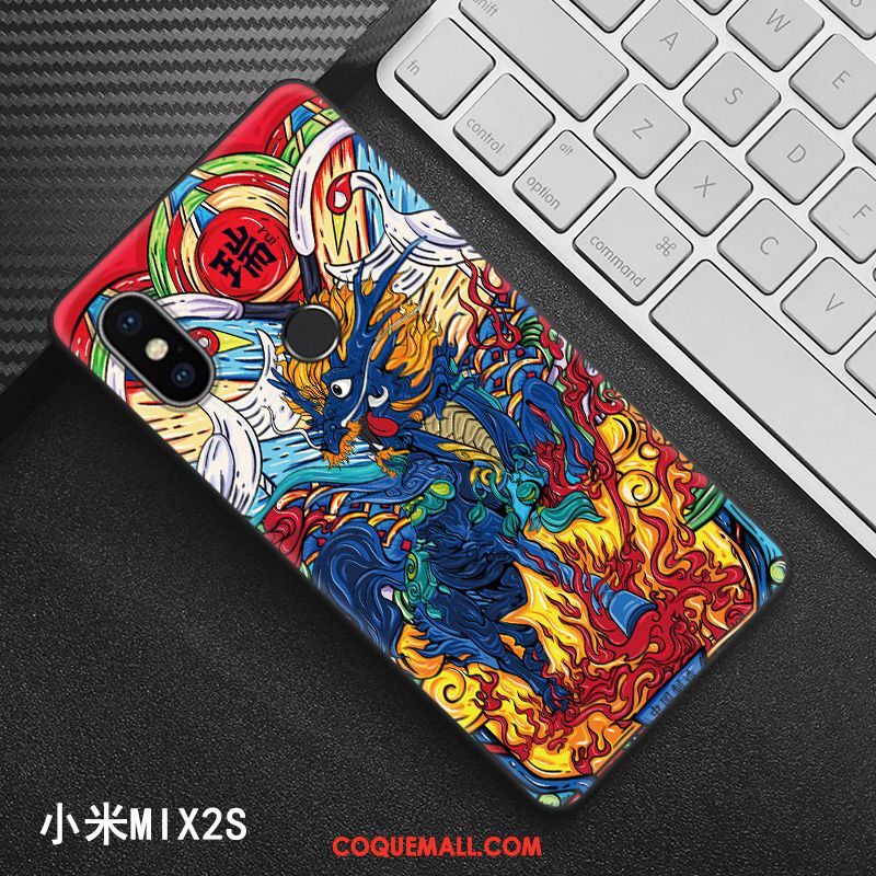 Étui Xiaomi Mi Mix 2s Noir Créatif Style Chinois, Coque Xiaomi Mi Mix 2s Protection Modèle Beige