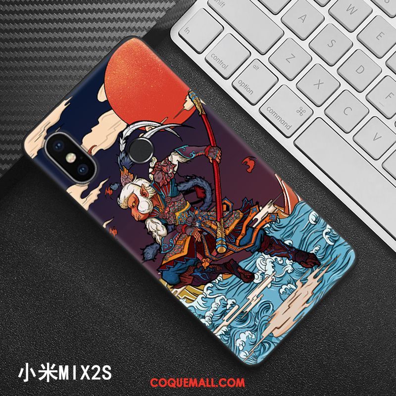 Étui Xiaomi Mi Mix 2s Noir Créatif Style Chinois, Coque Xiaomi Mi Mix 2s Protection Modèle Beige