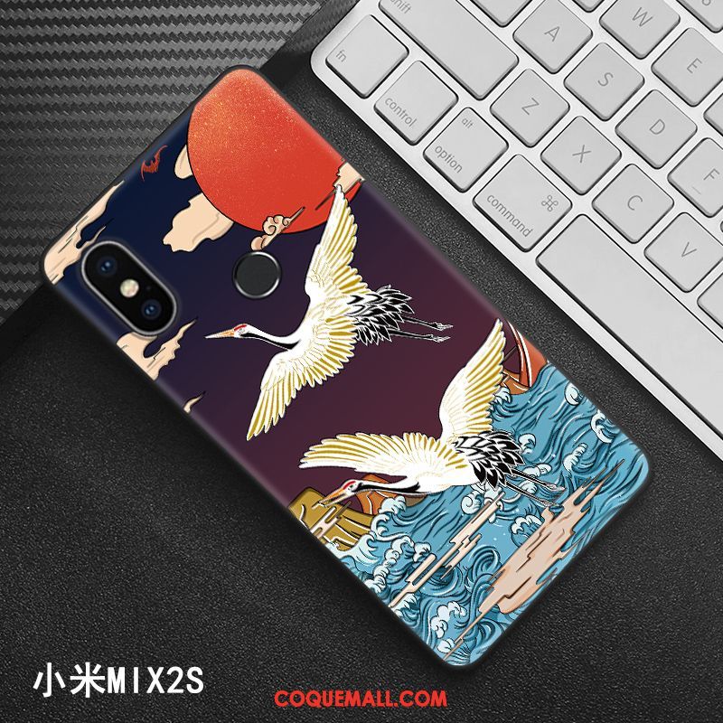 Étui Xiaomi Mi Mix 2s Noir Créatif Style Chinois, Coque Xiaomi Mi Mix 2s Protection Modèle Beige