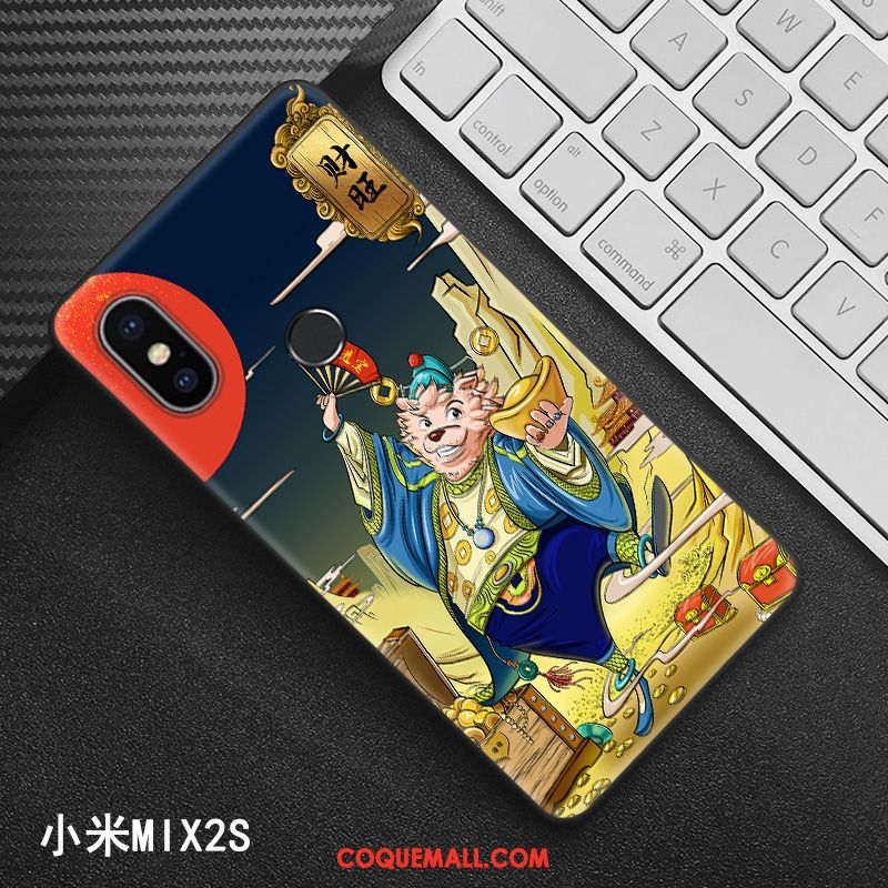 Étui Xiaomi Mi Mix 2s Noir Créatif Style Chinois, Coque Xiaomi Mi Mix 2s Protection Modèle Beige