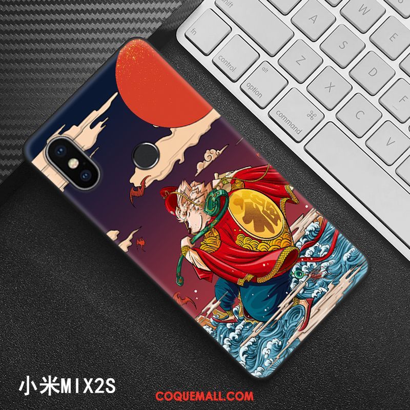 Étui Xiaomi Mi Mix 2s Noir Créatif Style Chinois, Coque Xiaomi Mi Mix 2s Protection Modèle Beige