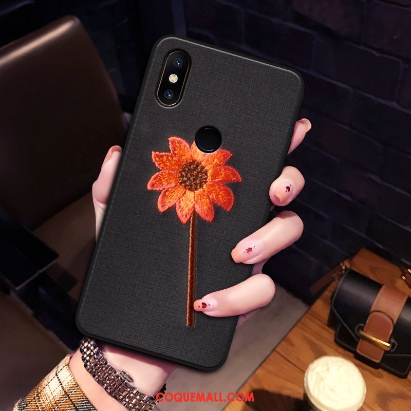 Étui Xiaomi Mi Mix 2s Personnalité Créatif Silicone, Coque Xiaomi Mi Mix 2s Tendance Broderie Beige