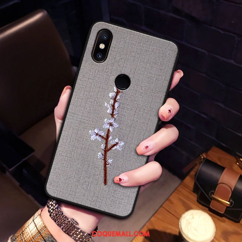 Étui Xiaomi Mi Mix 2s Personnalité Créatif Silicone, Coque Xiaomi Mi Mix 2s Tendance Broderie Beige