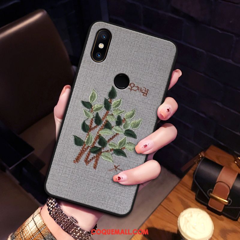 Étui Xiaomi Mi Mix 2s Personnalité Créatif Silicone, Coque Xiaomi Mi Mix 2s Tendance Broderie Beige