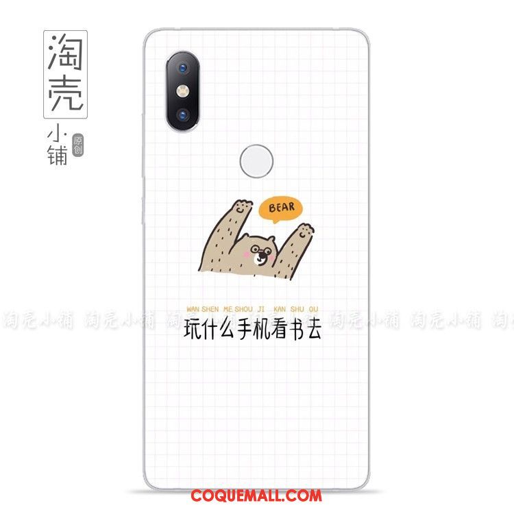 Étui Xiaomi Mi Mix 2s Petit Créatif Tout Compris, Coque Xiaomi Mi Mix 2s Blanc Fluide Doux Beige