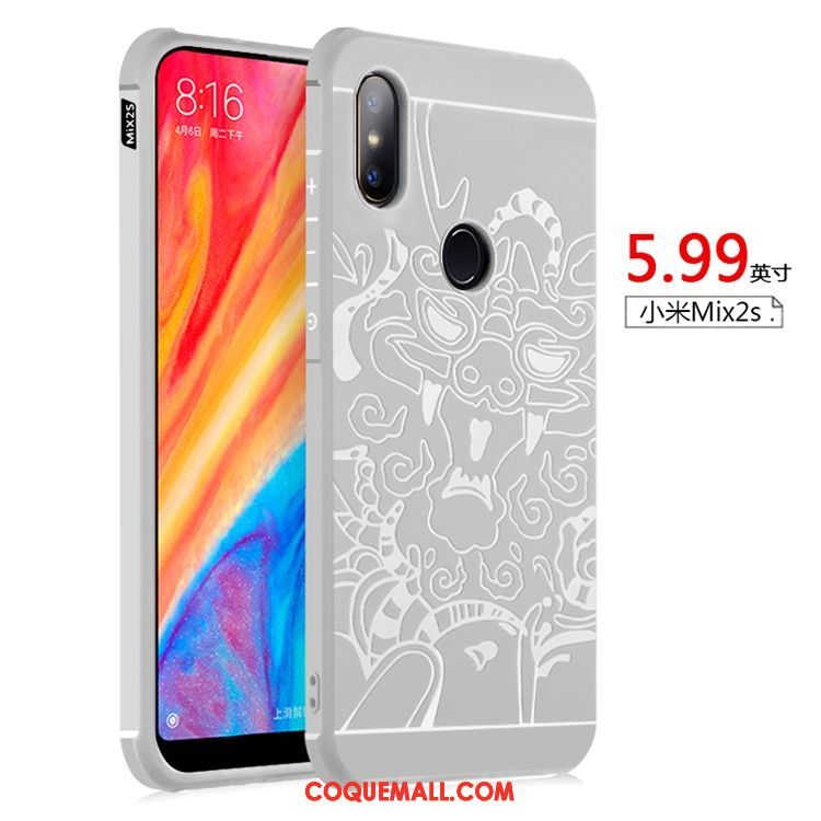 Étui Xiaomi Mi Mix 2s Petit Foncé Support, Coque Xiaomi Mi Mix 2s Fluide Doux Personnalité Beige