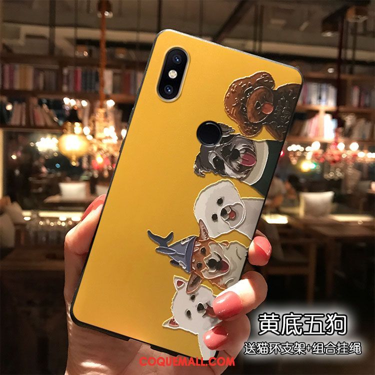 Étui Xiaomi Mi Mix 2s Silicone Tout Compris Dessin Animé, Coque Xiaomi Mi Mix 2s Téléphone Portable Personnalité Beige