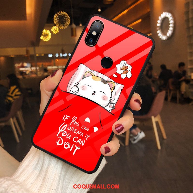 Étui Xiaomi Mi Mix 2s Téléphone Portable Personnalité Petit, Coque Xiaomi Mi Mix 2s Marque De Tendance Rouge Beige