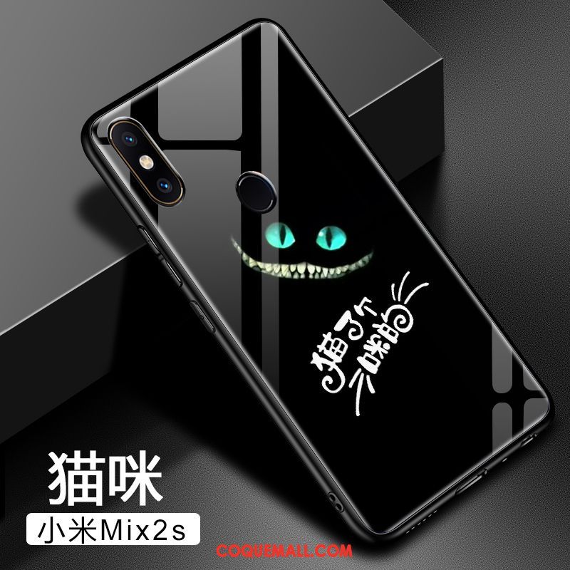 Étui Xiaomi Mi Mix 2s Téléphone Portable Verre Trempé Net Rouge, Coque Xiaomi Mi Mix 2s Noir Protection Beige