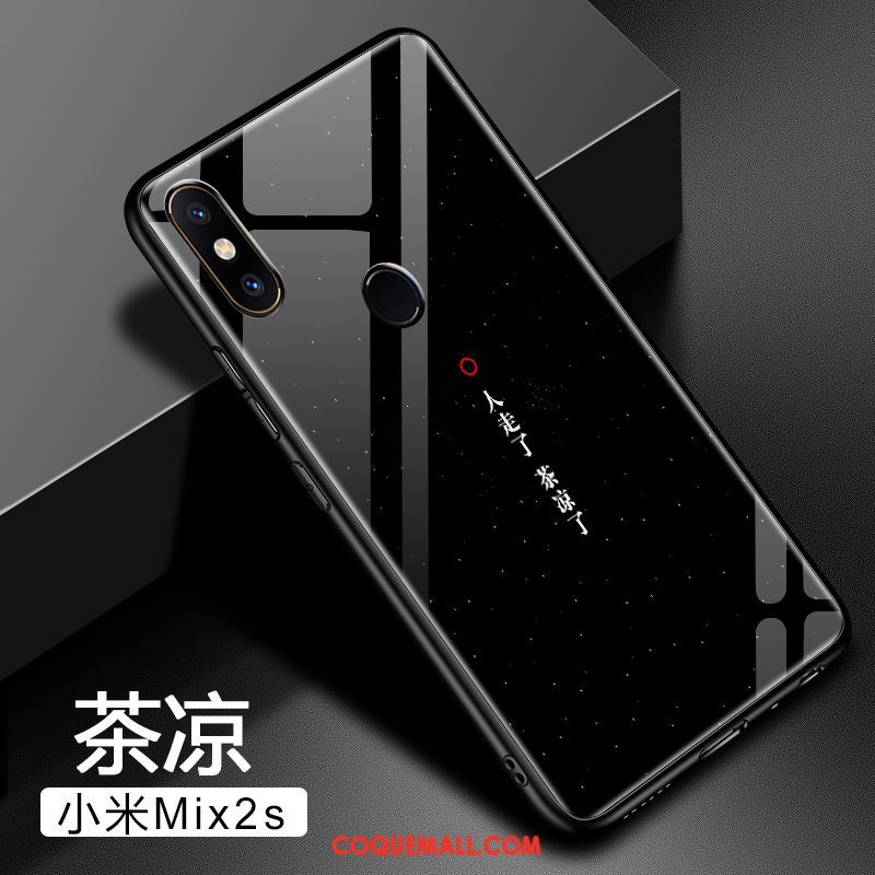 Étui Xiaomi Mi Mix 2s Téléphone Portable Verre Trempé Net Rouge, Coque Xiaomi Mi Mix 2s Noir Protection Beige