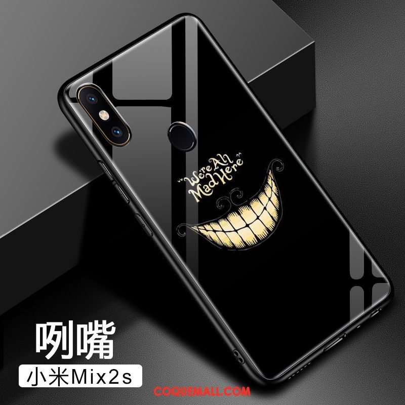 Étui Xiaomi Mi Mix 2s Téléphone Portable Verre Trempé Net Rouge, Coque Xiaomi Mi Mix 2s Noir Protection Beige