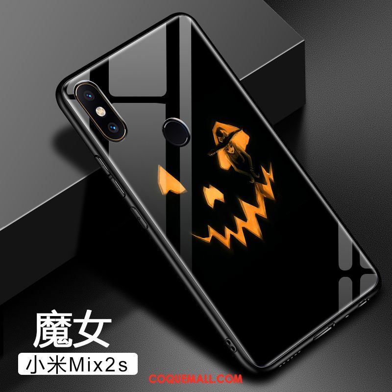 Étui Xiaomi Mi Mix 2s Téléphone Portable Verre Trempé Net Rouge, Coque Xiaomi Mi Mix 2s Noir Protection Beige