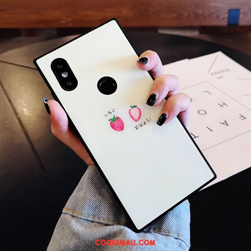 Étui Xiaomi Mi Mix 2s Verre Tout Compris Bleu, Coque Xiaomi Mi Mix 2s Petit Tendance Beige