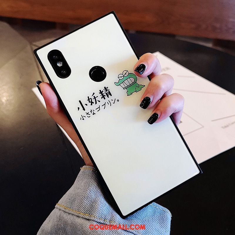 Étui Xiaomi Mi Mix 2s Verre Tout Compris Bleu, Coque Xiaomi Mi Mix 2s Petit Tendance Beige