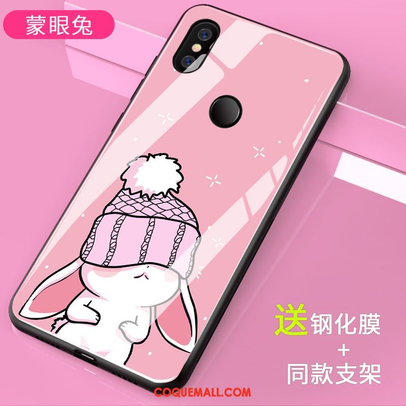 Étui Xiaomi Mi Mix 3 Amoureux Dessin Animé Verre, Coque Xiaomi Mi Mix 3 Modèle Fleurie Tout Compris Beige