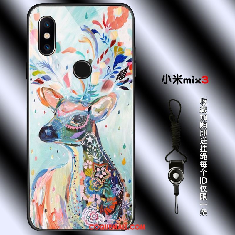 Étui Xiaomi Mi Mix 3 Chat Jeunesse Modèle Fleurie, Coque Xiaomi Mi Mix 3 Ornements Suspendus Marque De Tendance Beige