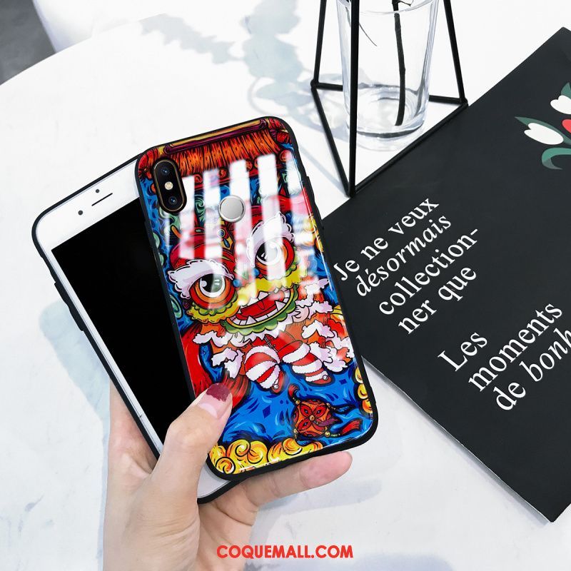 Étui Xiaomi Mi Mix 3 Marque De Tendance Bleu Marin Frais, Coque Xiaomi Mi Mix 3 Personnalité Fluide Doux Beige