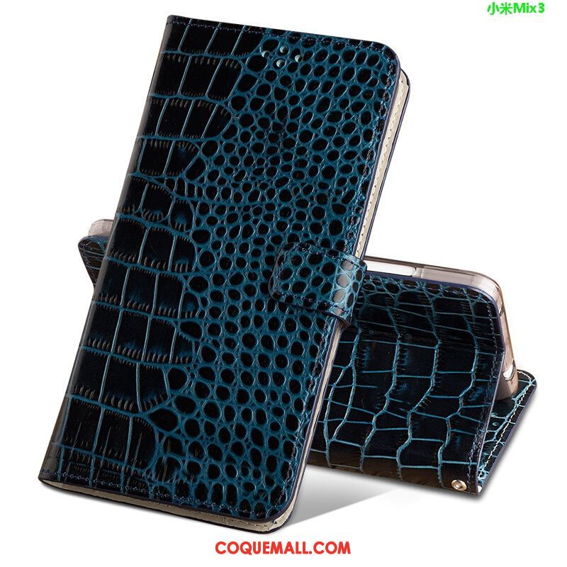 Étui Xiaomi Mi Mix 3 Noir Boucle Magnétique Téléphone Portable, Coque Xiaomi Mi Mix 3 Crocodile Protection Beige