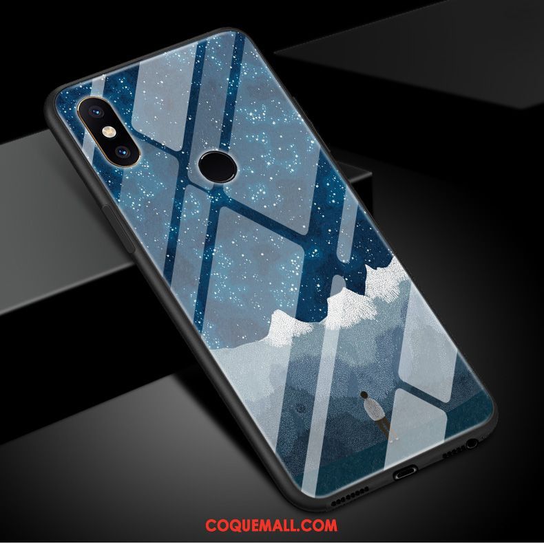 Étui Xiaomi Mi Mix 3 Peinte À La Main Protection Téléphone Portable, Coque Xiaomi Mi Mix 3 Petit Bleu Marin Beige