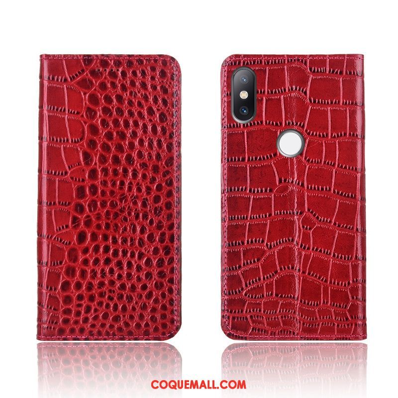 Étui Xiaomi Mi Mix 3 Petit Crocodile Silicone, Coque Xiaomi Mi Mix 3 Rouge Protection Beige