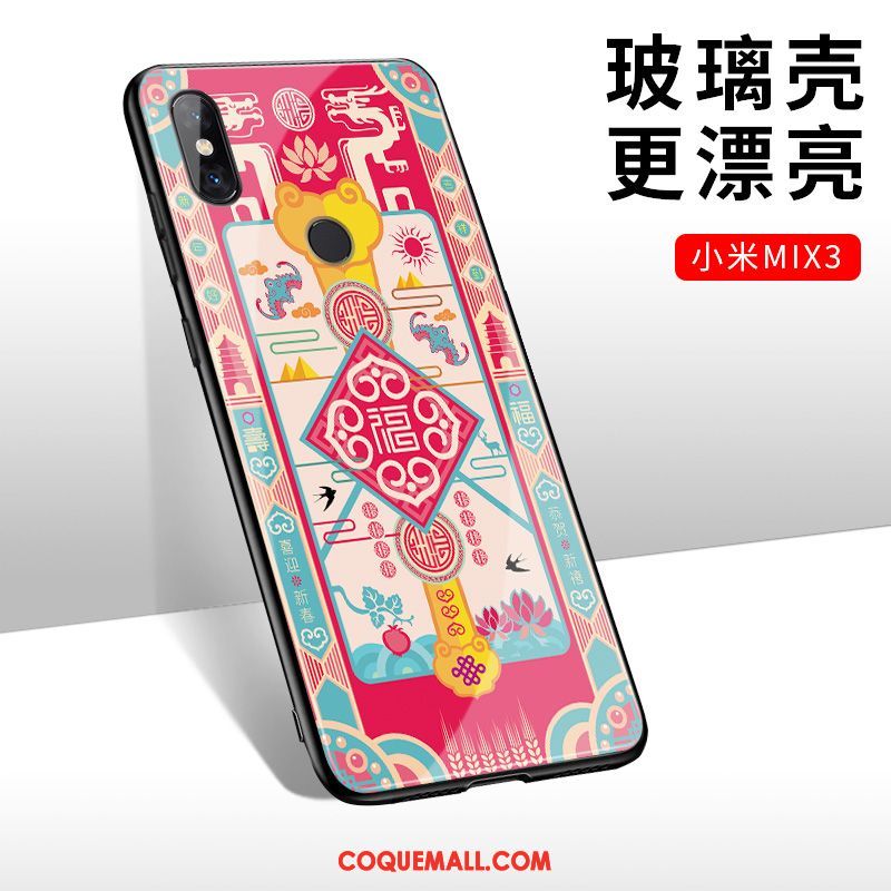 Étui Xiaomi Mi Mix 3 Rouge Incassable Protection, Coque Xiaomi Mi Mix 3 Téléphone Portable Tendance Beige