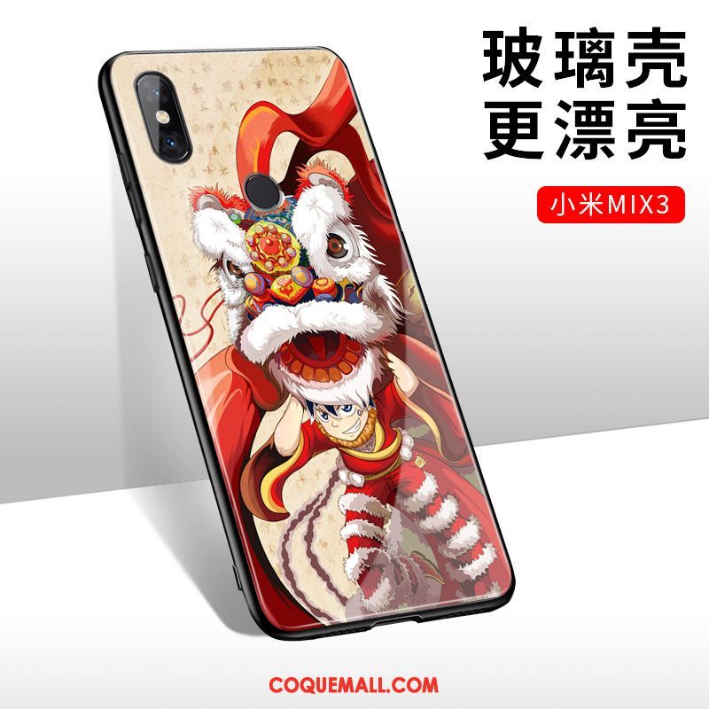 Étui Xiaomi Mi Mix 3 Rouge Incassable Protection, Coque Xiaomi Mi Mix 3 Téléphone Portable Tendance Beige