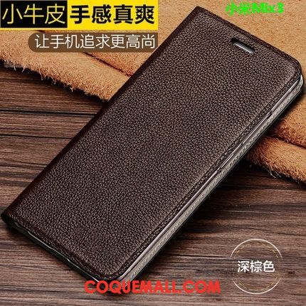 Étui Xiaomi Mi Mix 3 Rouge Téléphone Portable Protection, Coque Xiaomi Mi Mix 3 Cuir Véritable Petit Beige