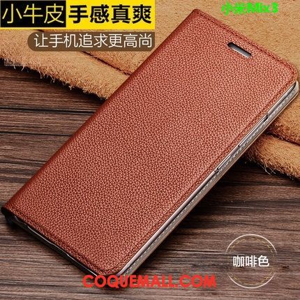 Étui Xiaomi Mi Mix 3 Rouge Téléphone Portable Protection, Coque Xiaomi Mi Mix 3 Cuir Véritable Petit Beige