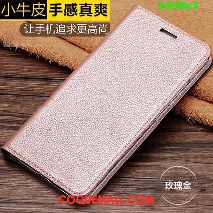 Étui Xiaomi Mi Mix 3 Rouge Téléphone Portable Protection, Coque Xiaomi Mi Mix 3 Cuir Véritable Petit Beige