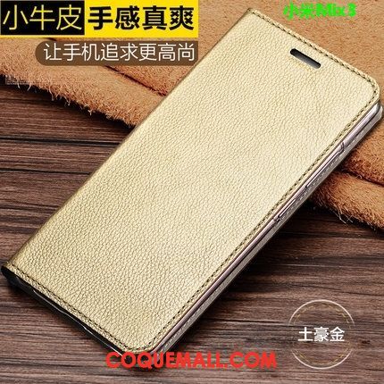 Étui Xiaomi Mi Mix 3 Rouge Téléphone Portable Protection, Coque Xiaomi Mi Mix 3 Cuir Véritable Petit Beige