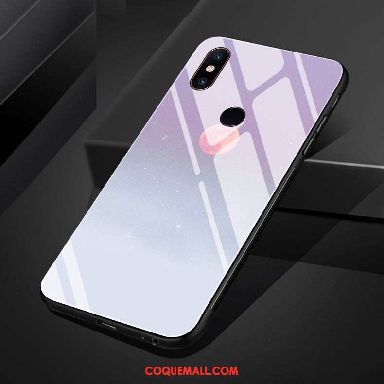 Étui Xiaomi Mi Mix 3 Verre Téléphone Portable Petit, Coque Xiaomi Mi Mix 3 Mois Bleu Marin Beige