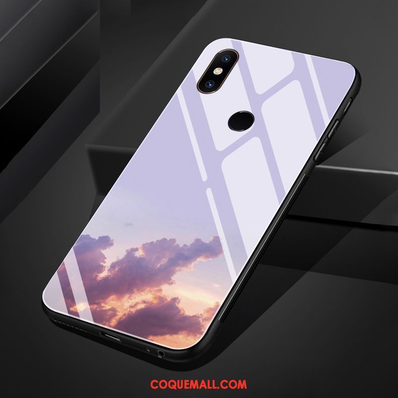 Étui Xiaomi Mi Mix 3 Verre Téléphone Portable Petit, Coque Xiaomi Mi Mix 3 Mois Bleu Marin Beige