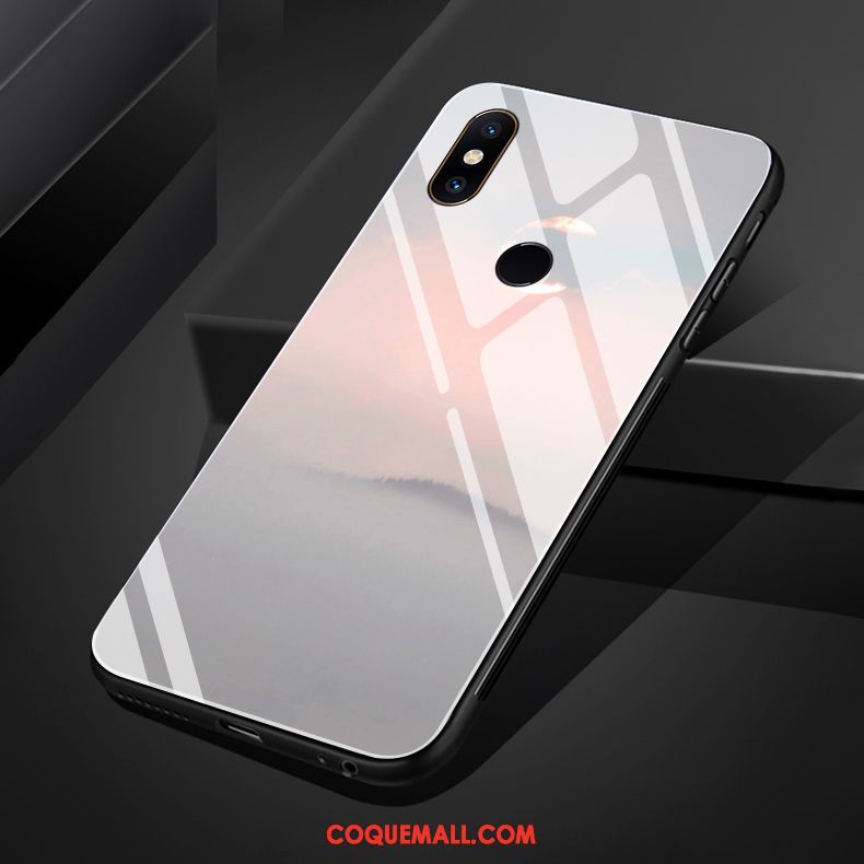 Étui Xiaomi Mi Mix 3 Verre Téléphone Portable Petit, Coque Xiaomi Mi Mix 3 Mois Bleu Marin Beige