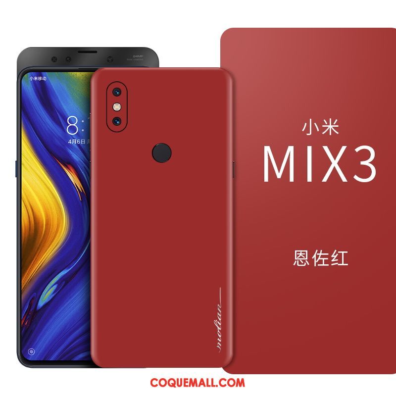 Étui Xiaomi Mi Mix 3 Étui En Cuir Téléphone Portable Tout Compris, Coque Xiaomi Mi Mix 3 Bleu Marin Incassable Beige