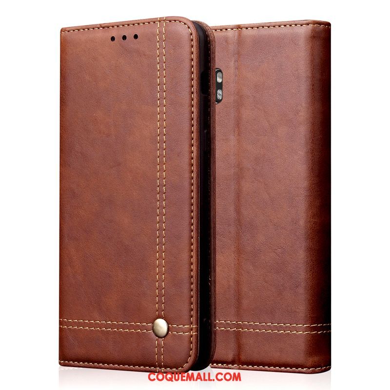 Étui Xiaomi Mi Note 10 Incassable Mode En Cuir, Coque Xiaomi Mi Note 10 Petit Business Braun Beige