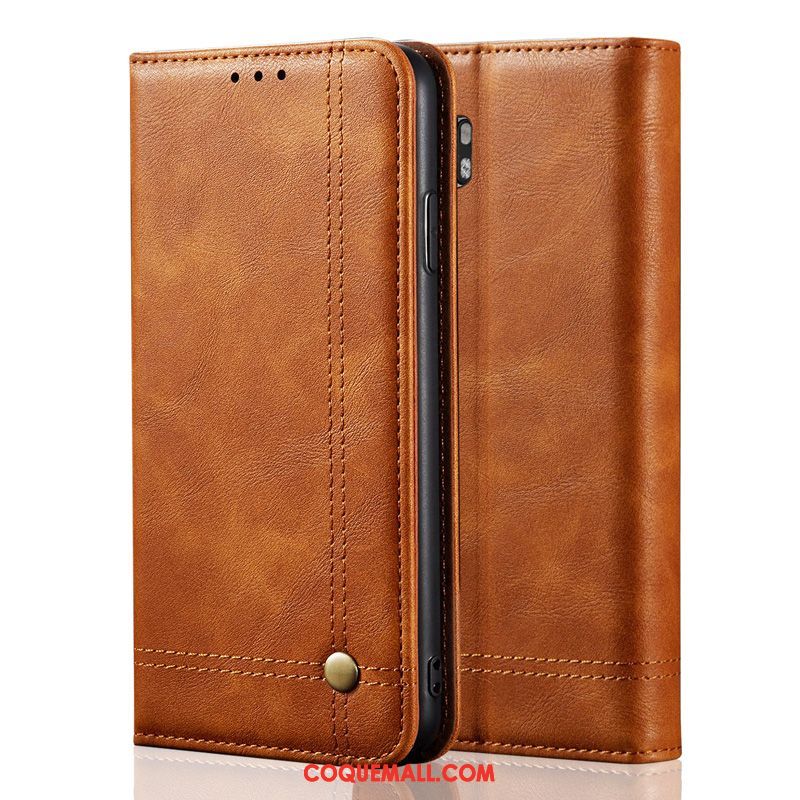 Étui Xiaomi Mi Note 10 Incassable Mode En Cuir, Coque Xiaomi Mi Note 10 Petit Business Braun Beige