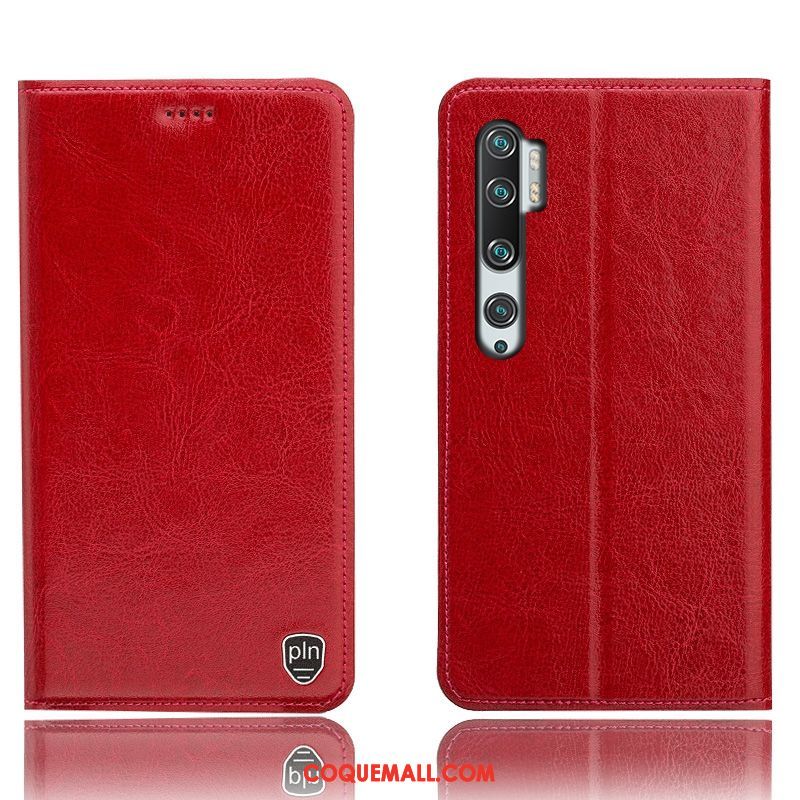 Étui Xiaomi Mi Note 10 Incassable Protection Téléphone Portable, Coque Xiaomi Mi Note 10 Petit En Cuir Braun Beige