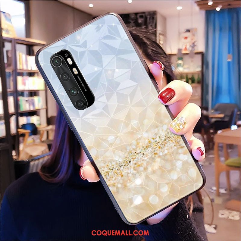 Étui Xiaomi Mi Note 10 Lite Modèle Fleurie Protection Losange, Coque Xiaomi Mi Note 10 Lite Téléphone Portable Incassable Beige