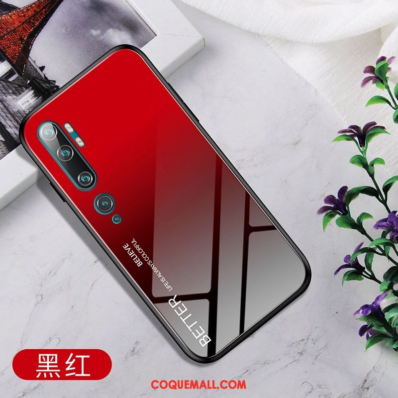 Étui Xiaomi Mi Note 10 Membrane Incassable Net Rouge, Coque Xiaomi Mi Note 10 Tendance Personnalité Beige