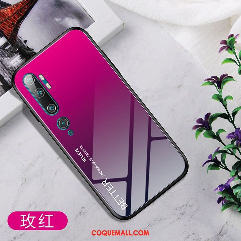 Étui Xiaomi Mi Note 10 Membrane Incassable Net Rouge, Coque Xiaomi Mi Note 10 Tendance Personnalité Beige