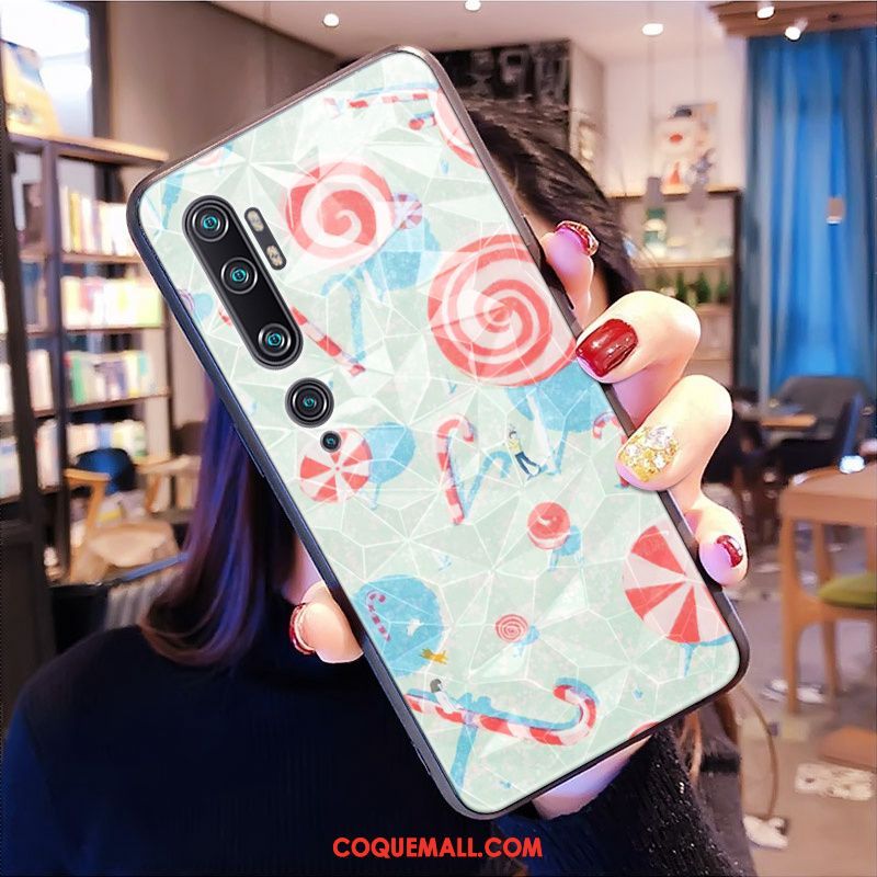 Étui Xiaomi Mi Note 10 Modèle Fleurie Losange Petit, Coque Xiaomi Mi Note 10 Rose Téléphone Portable Beige