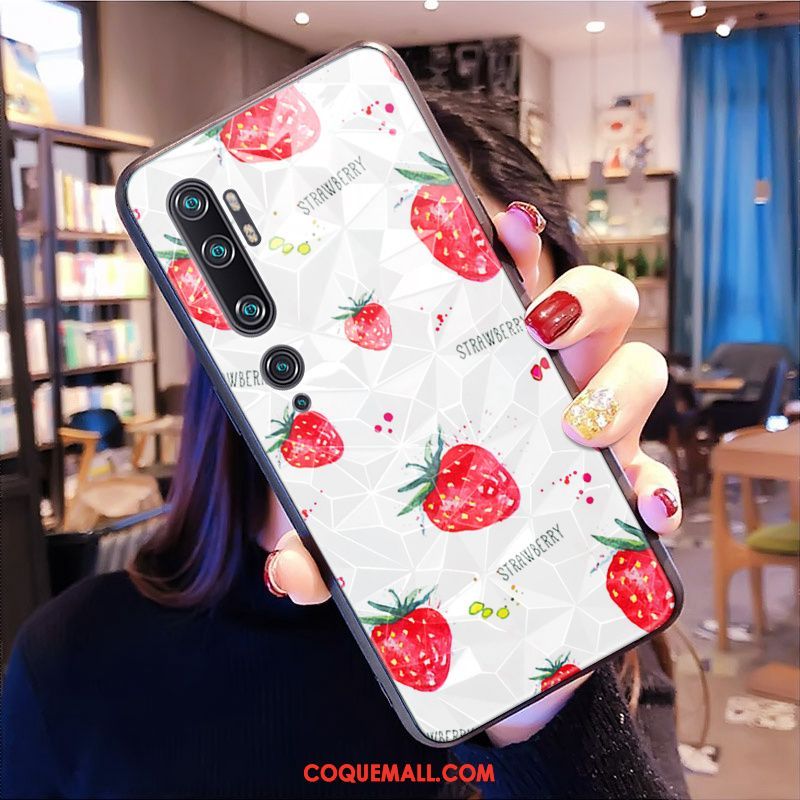 Étui Xiaomi Mi Note 10 Modèle Fleurie Losange Petit, Coque Xiaomi Mi Note 10 Rose Téléphone Portable Beige