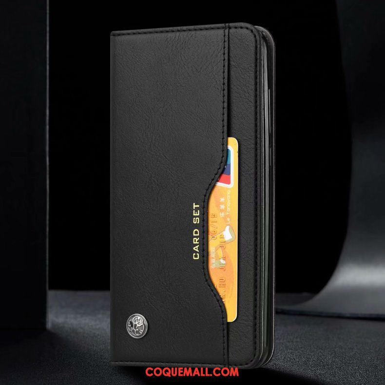 Étui Xiaomi Mi Note 10 Noir Petit Business, Coque Xiaomi Mi Note 10 Tout Compris En Cuir Beige