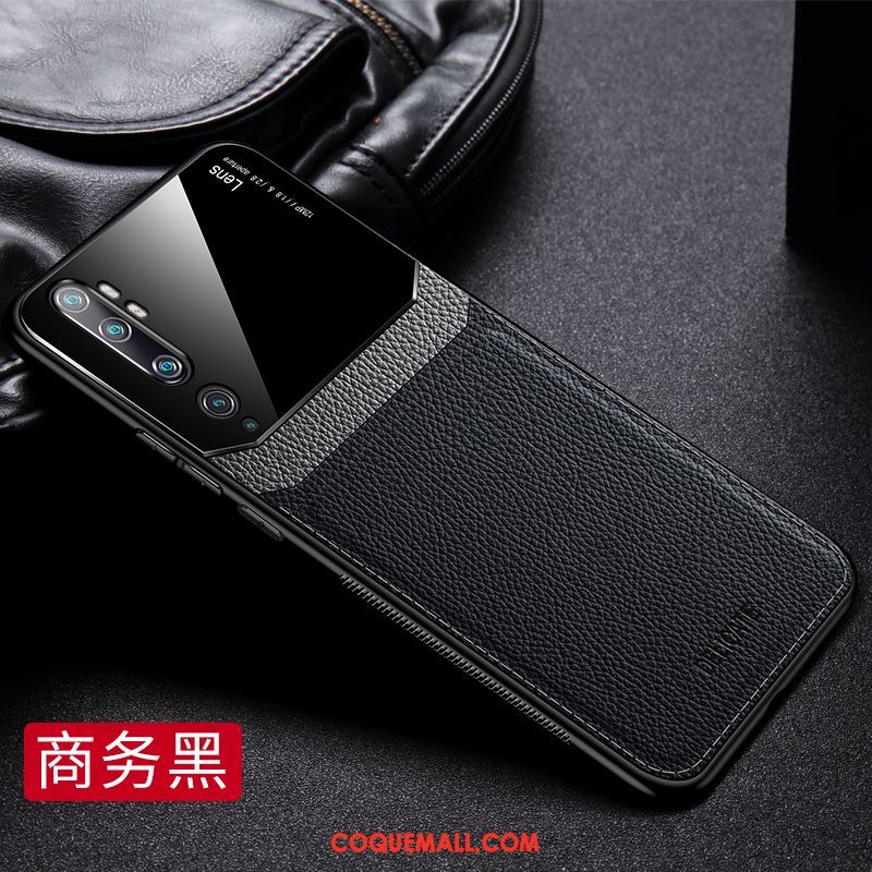 Étui Xiaomi Mi Note 10 Nouveau Cuir Tout Compris, Coque Xiaomi Mi Note 10 Téléphone Portable Bleu Beige