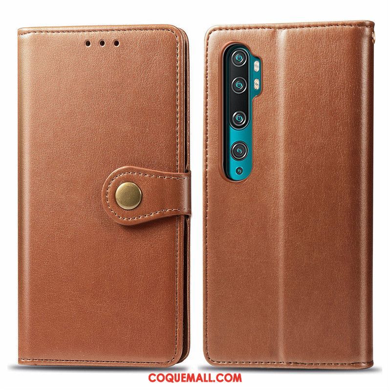 Étui Xiaomi Mi Note 10 Petit Couleur Unie Protection, Coque Xiaomi Mi Note 10 Téléphone Portable Simple Beige