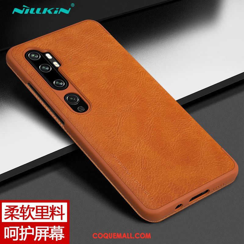 Étui Xiaomi Mi Note 10 Petit Protection Téléphone Portable, Coque Xiaomi Mi Note 10 En Cuir Business Braun Beige