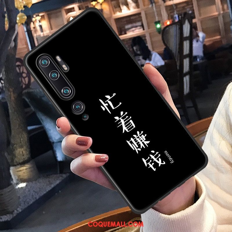 Étui Xiaomi Mi Note 10 Petit Téléphone Portable Fluide Doux, Coque Xiaomi Mi Note 10 Créatif Noir Beige