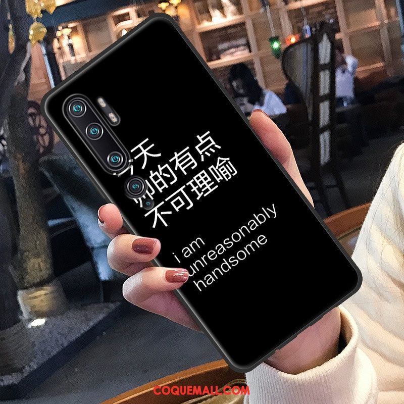 Étui Xiaomi Mi Note 10 Petit Téléphone Portable Fluide Doux, Coque Xiaomi Mi Note 10 Créatif Noir Beige