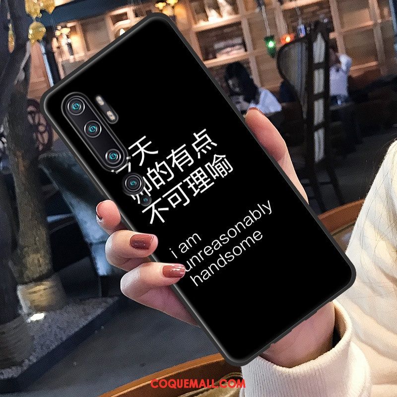 Étui Xiaomi Mi Note 10 Petit Téléphone Portable Fluide Doux, Coque Xiaomi Mi Note 10 Créatif Noir Beige